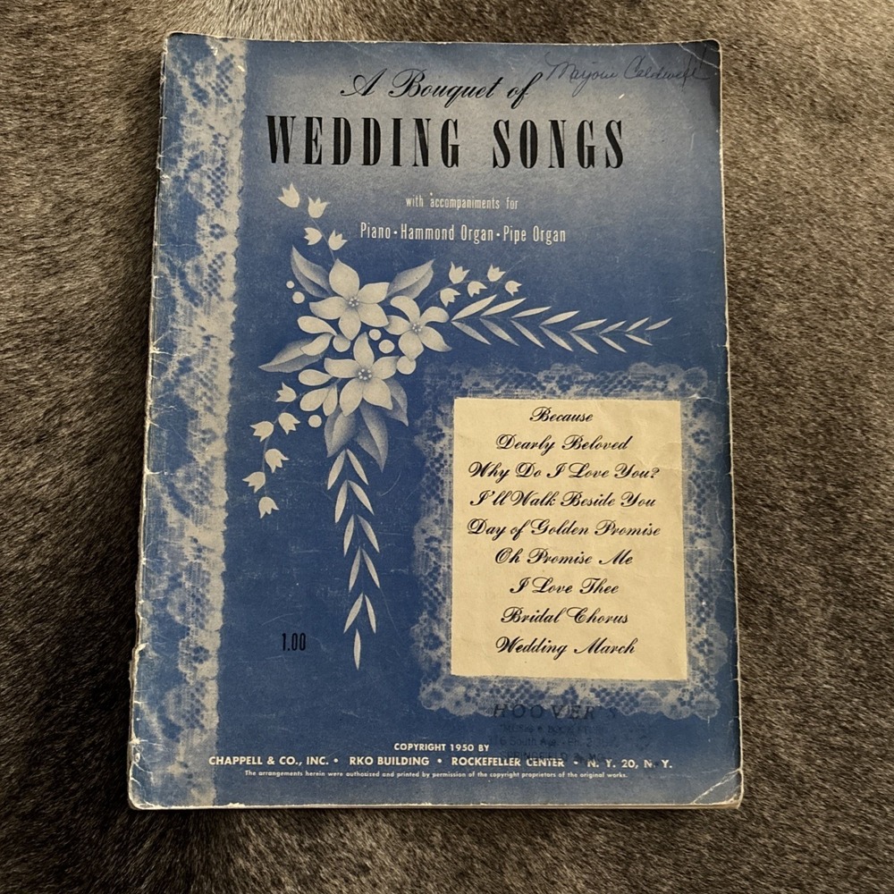 Wedding‎ Songs Piano Organ Words Sheet Music Book Chappell 1950 William Stickles